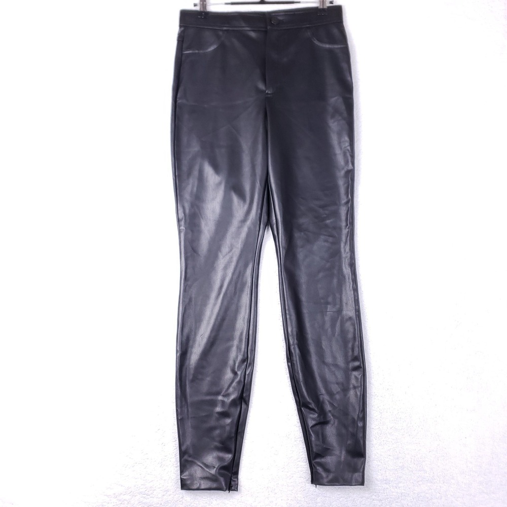 Zara High Waisted Faux‎ Leather Leggings M Black
